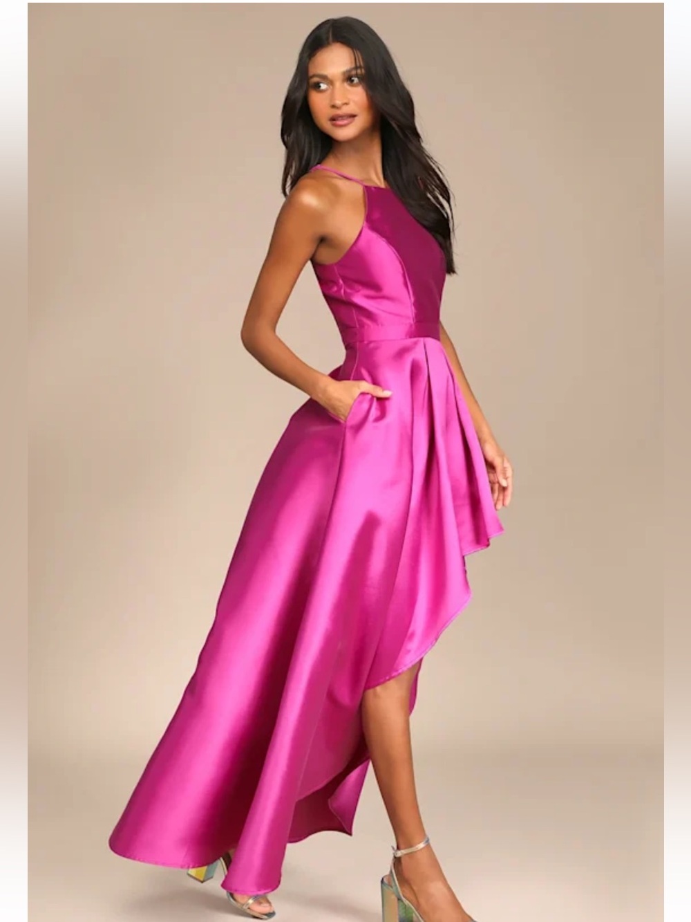NWT Lulus Broadway Show Magenta High-Low Gown